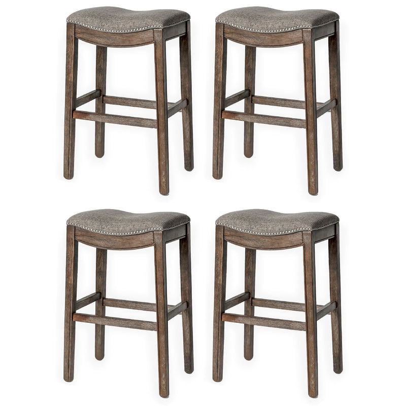 Maven Lane Adrien Saddle Bar Height Stool, Weathered Grey (Open Box) (4 Pack)