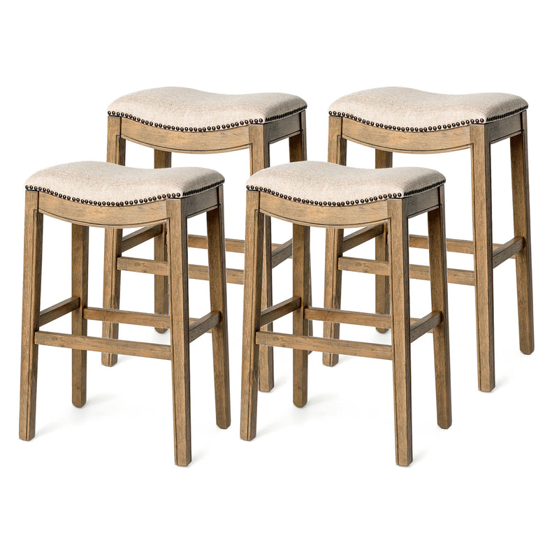 Maven Lane Adrien Saddle Bar Stool, Natural, Bar Height (Open Box) (4 Pack)