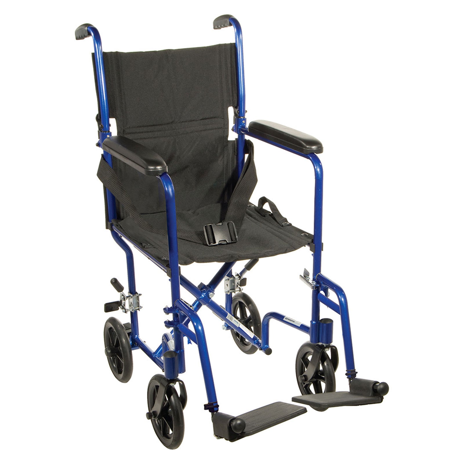 Drive Medical 19 In Lightweight Aluminum Frame Transport Wheelchair Chair, Blue - VMInnovations