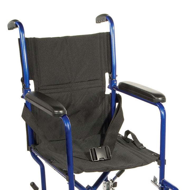 Drive Medical 19 In Lightweight Aluminum Frame Transport Wheelchair Chair, Blue