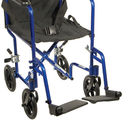 Drive Medical 19 In Lightweight Aluminum Frame Transport Wheelchair Chair, Blue