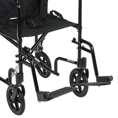 Drive Medical 19 In Lightweight Aluminum Frame Transport Wheelchair Chair, Black