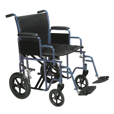 Drive Medical BTR20-B 20 Inch Bariatric Heavy Duty Transport Wheelchair, Blue