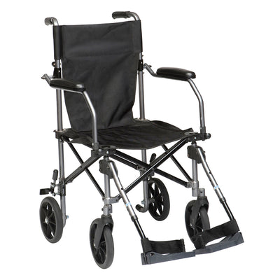 Drive Medical Travelite Aluminum Frame Transport Wheelchair Chair with Carry Bag