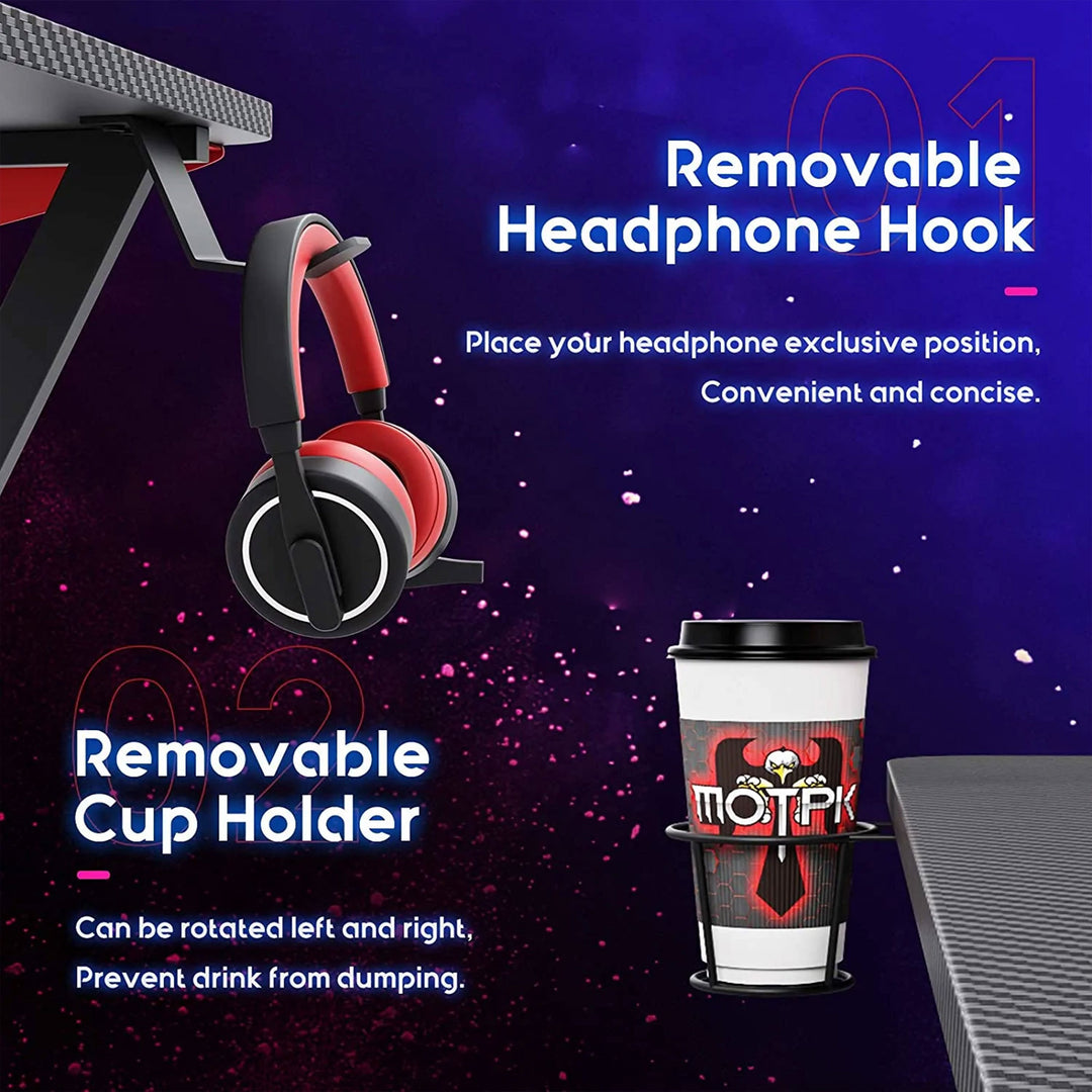 MOTPK 51 Inch L Shaped Carbon Fiber Computer Gaming Desk w/ Monitor Shelf (Used) - VMInnovations