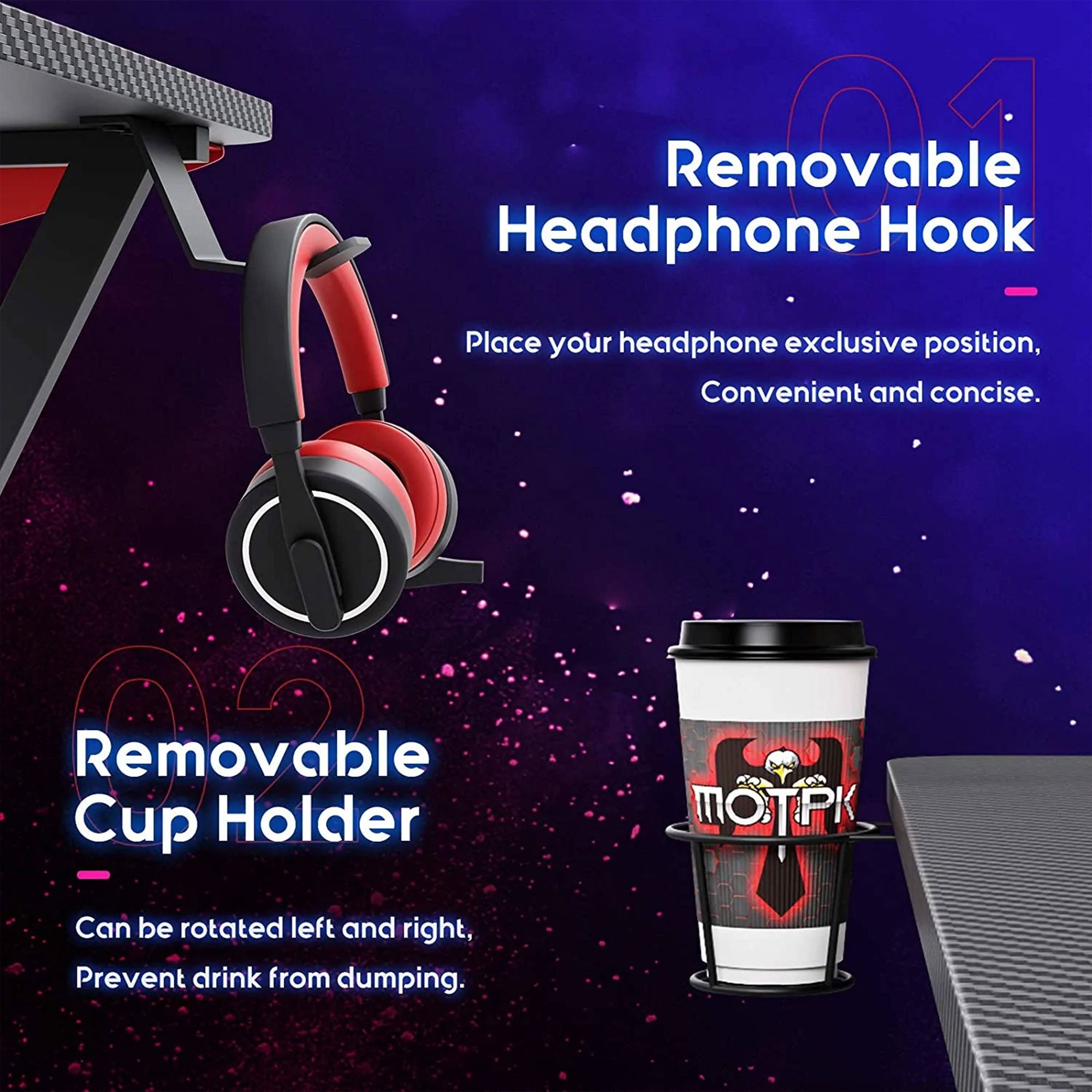 MOTPK 51 Inch L Shaped Carbon Fiber Computer Gaming Desk w/ Monitor Shelf (Used) - VMInnovations