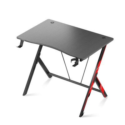 31 Inch Wide Space Saving Carbon Fiber Computer PC Gaming Desk, Black (Used)