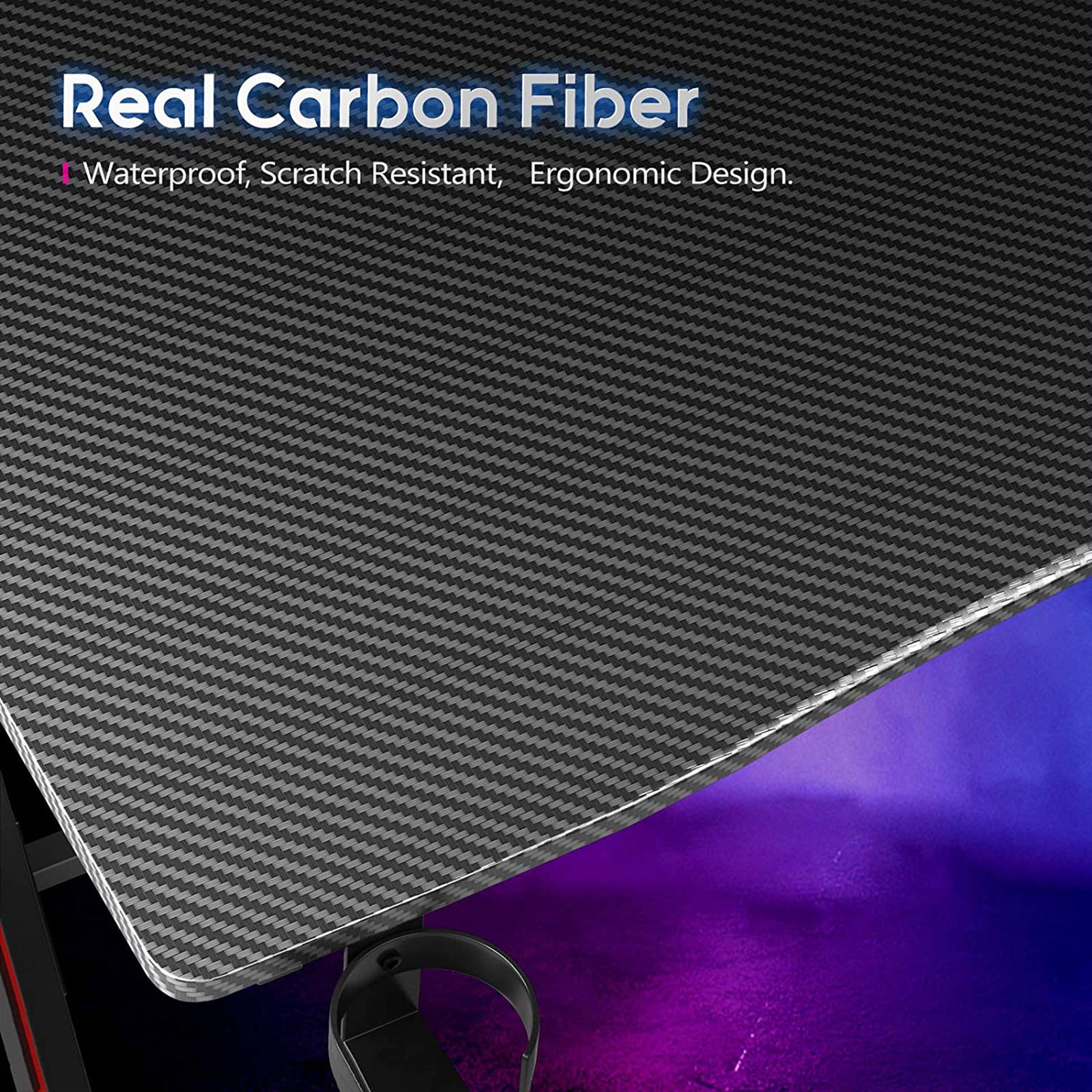 31 Inch Wide Space Saving Carbon Fiber Computer PC Gaming Desk, Black (Used) - VMInnovations