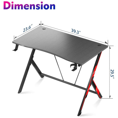 MOTPK 39 Inch Wide Space Saving Carbon Fiber Computer PC Gaming Desk, Black - VMInnovations