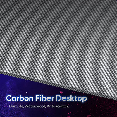 MOTPK 66 Inch L Shaped Carbon Fiber Gaming Desk w/ Monitor Shelf, Black (Used) - VMInnovations