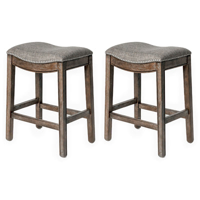 Maven Lane Adrien Saddle Backless Counter Stool Weathered Grey(Open Box)(2 Pack)