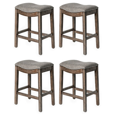 Maven Lane Adrien Saddle Backless Counter Stool Weathered Grey, (Used) (4 Pack)