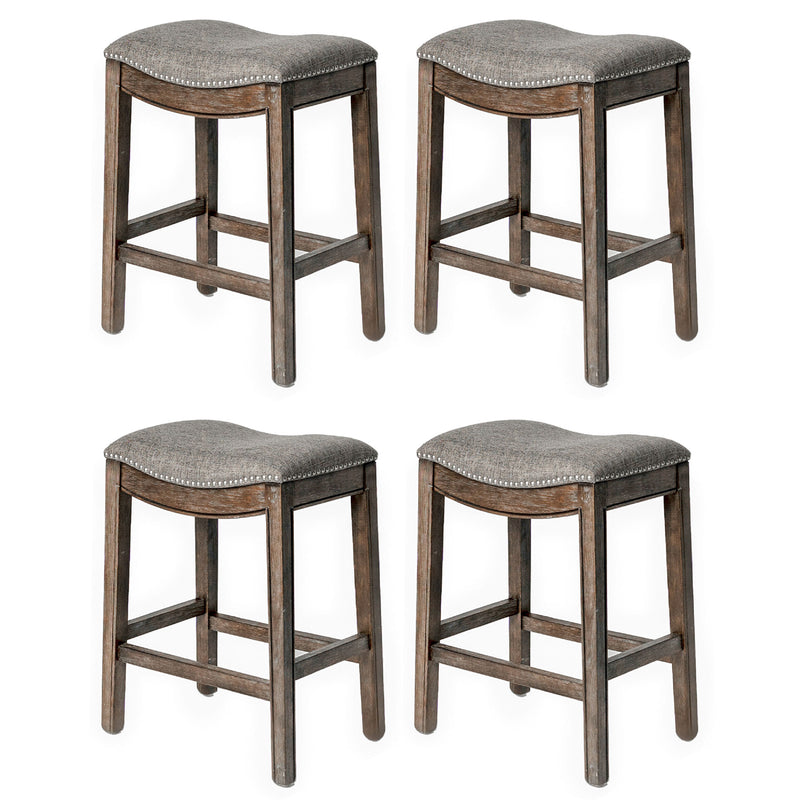 Maven Lane Adrien Saddle Backless Counter Stool Weathered Grey, (Used) (4 Pack)