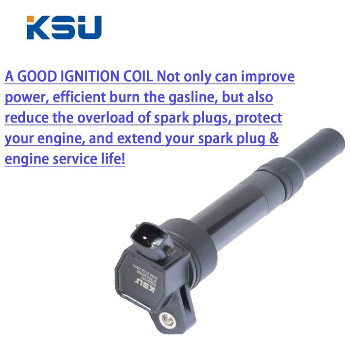 KSU Ignition Coil, Compatible w/ Select Hyundai & Kia Models (4 Pack) (Open Box)