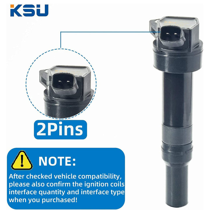 KSU Ignition Coil, Compatible w/ Select Hyundai & Kia Models (4 Pack) (Open Box)