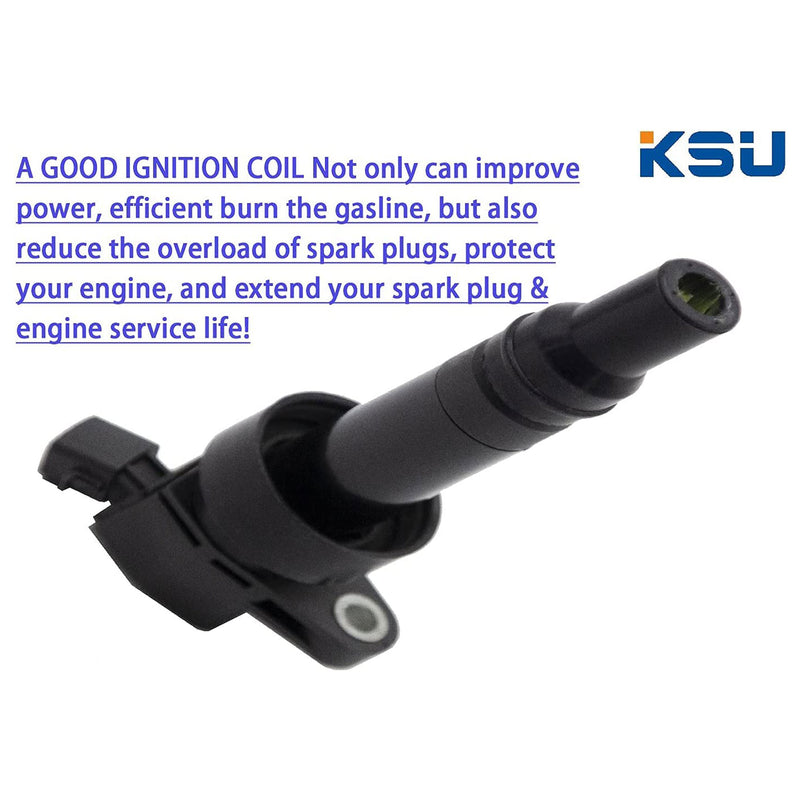 KSU Ignition Coils, Compatible with Select Hyundai and Kia Car Models (4 Pack)
