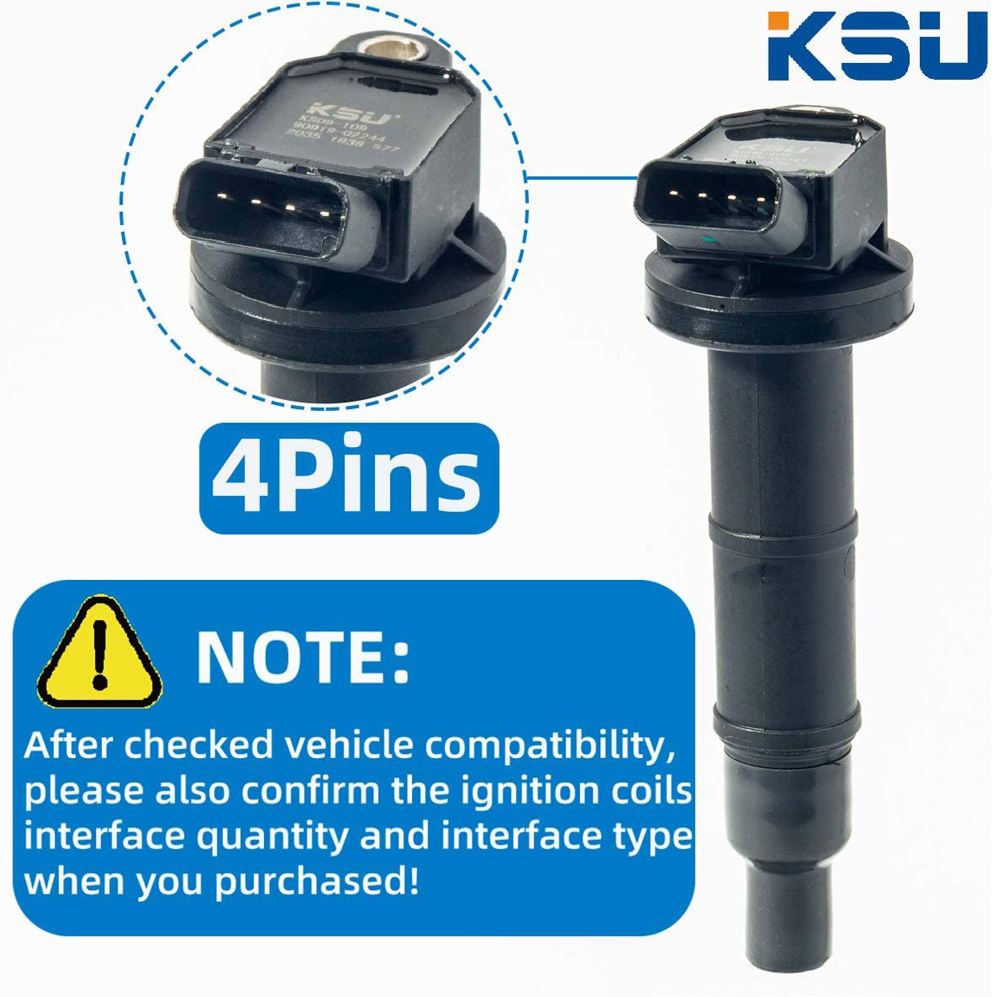 KSU Ignition Coils, Compatible w/ Select Lexus, Scion, & Toyota(4 Pk)(For Parts) - VMInnovations