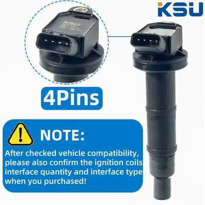 KSU Ignition Coils, Compatible w/ Select Vehicle Models (4 Pack) (Open Box)