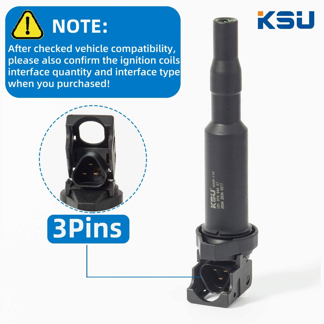 KSU 09-119 Ignition Coil, Compatible with Select BMW & Alpina Models(8pk) (Used)