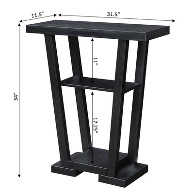 Convenience Concepts Newport V 32 Inch Wide 3 Tier Hallway Console Table, Black