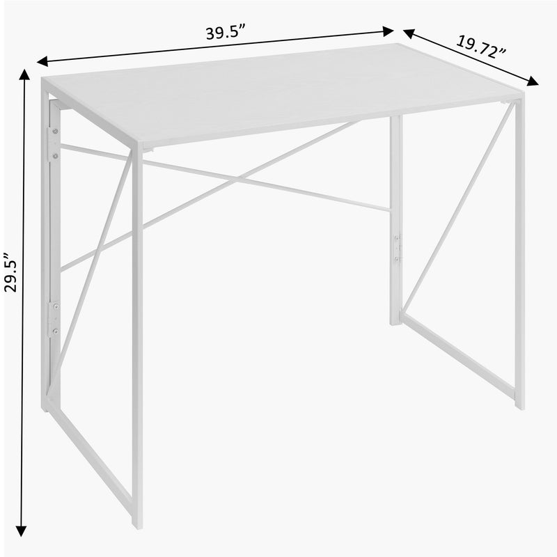 Convenience Concepts 39.5" Ergonomic Rectangular Xtra Folding Desk, White/White