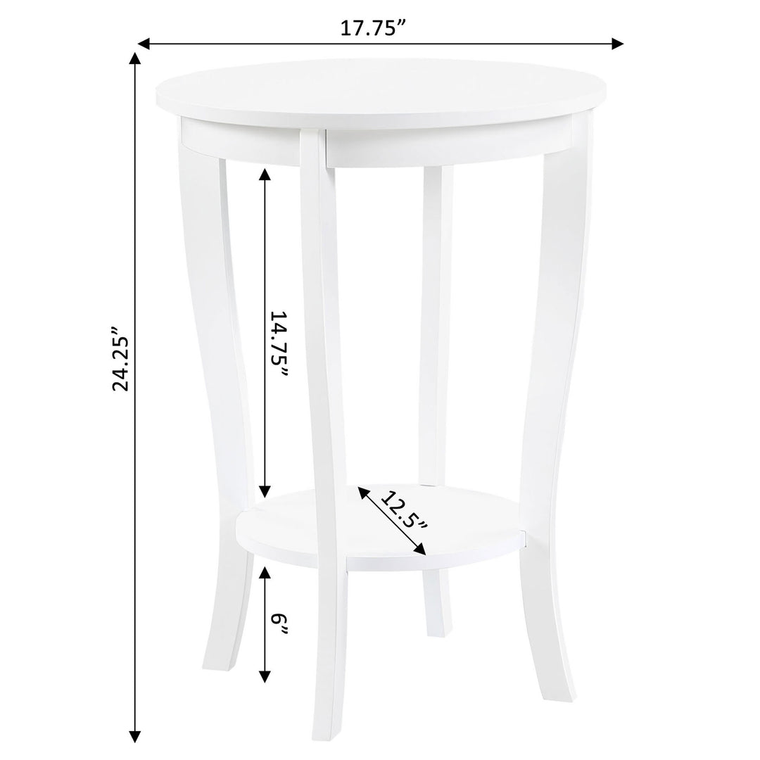 Convenience American Heritage Round Wood Sofa & Couch End Table, White (Used) - VMInnovations