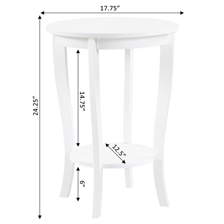 Convenience American Heritage Round Wood Sofa & Couch End Table, White (Used) - VMInnovations