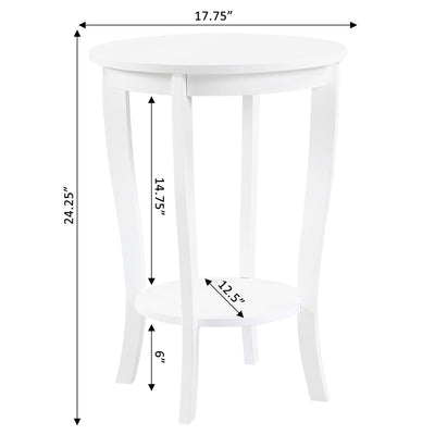 Convenience Concepts American Heritage Round Wood Sofa & Couch End Table, White