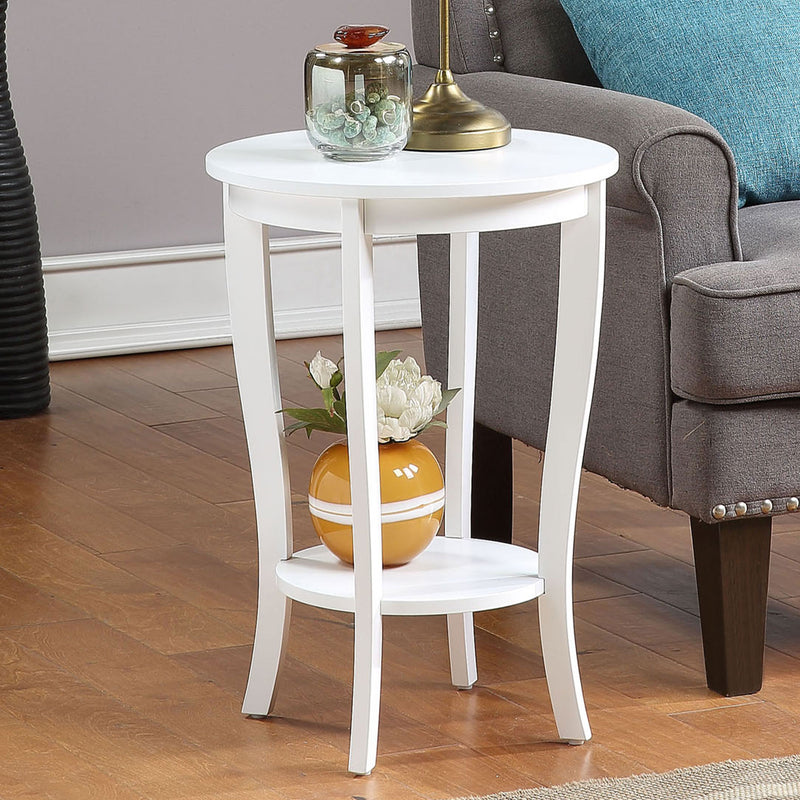 Convenience Concepts American Heritage Round Wood Sofa & Couch End Table, White