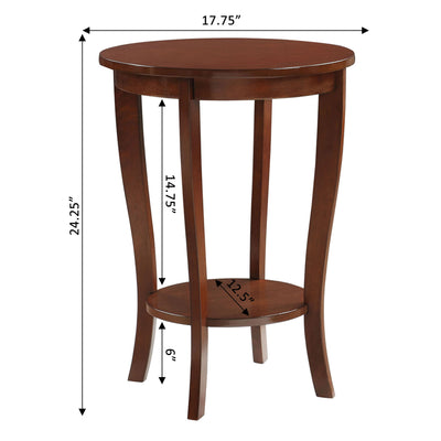 Convenience Concepts American Heritage Round Sofa & Couch End Table, Espress
