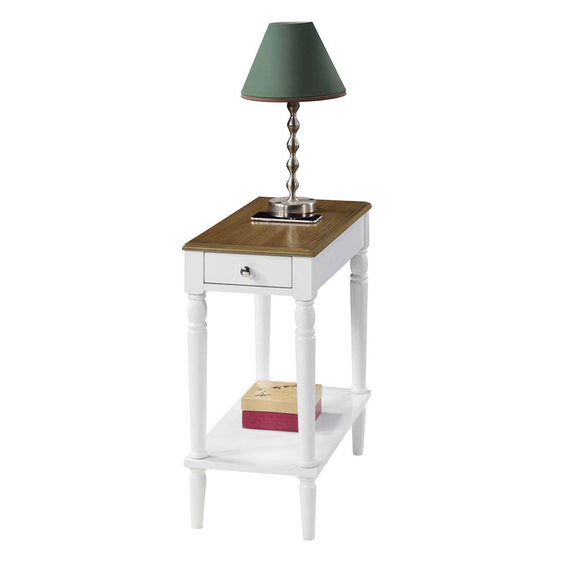 Convenience Concepts French Country Side Table with Storage Drawer, White/Wood