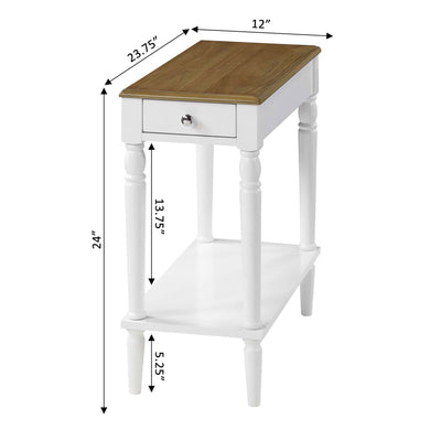 Convenience Concepts French Country Side Table with Storage Drawer, White/Wood
