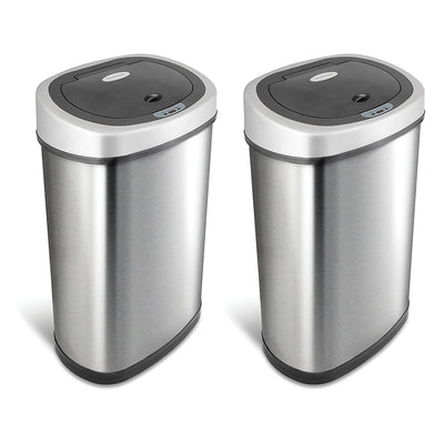 NINESTARS 13.2 Gallon Stainless Steel Motion Sensor Garbage Trash Can (2 Pack)