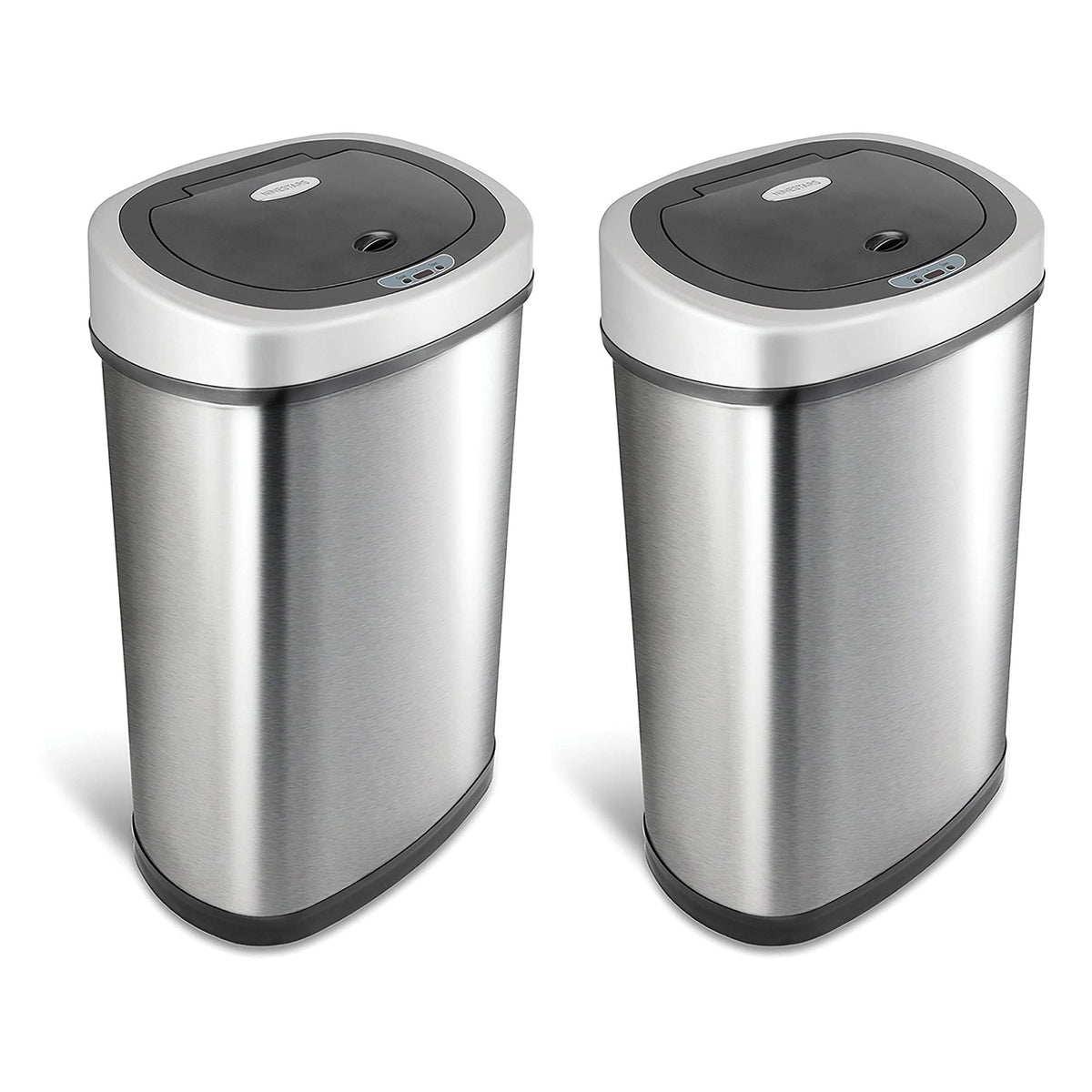 NINESTARS 13.2 Gallon Stainless Steel Motion Sensor Garbage Trash Can (2 Pack)
