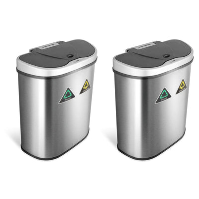 NINESTARS 18.5 Gallon Dual Compartment Motion Sensor Garbage Trash Can (2 Pack)
