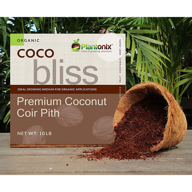 Plantonix Coco Bliss Organic Coconut Coir Pith 10 Pound Bricks (4 Pack) (Used)