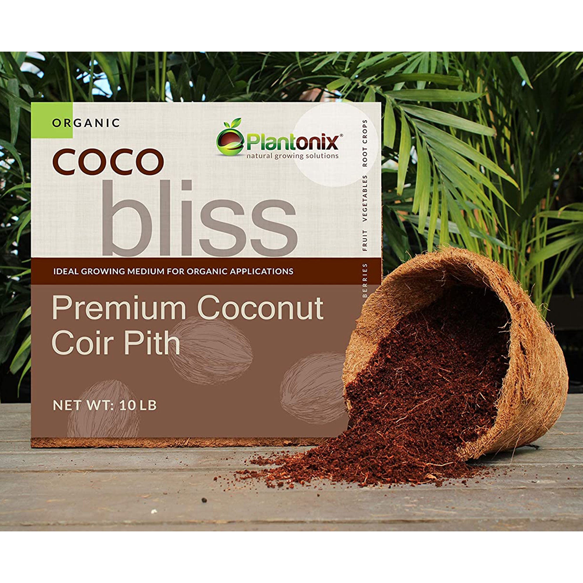 Plantonix Coco Bliss Premium Organic Coconut Coir Pith, 250GM Brick(70 Pk)(Used)
