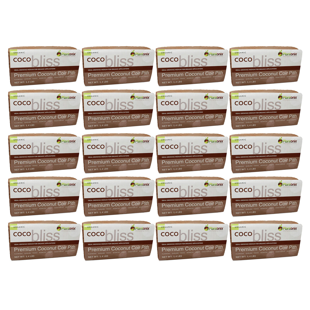 Plantonix Coco Bliss Premium Organic Coconut Coir Pith, 650GM Bricks (20 Pack)