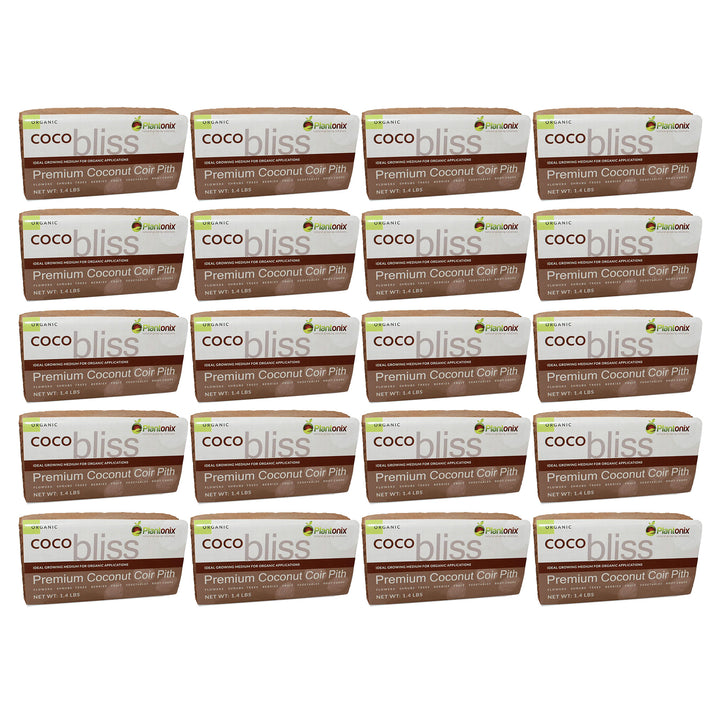 Plantonix Coco Bliss Premium Organic Coconut Coir Pith, 650GM Bricks (20 Pack)