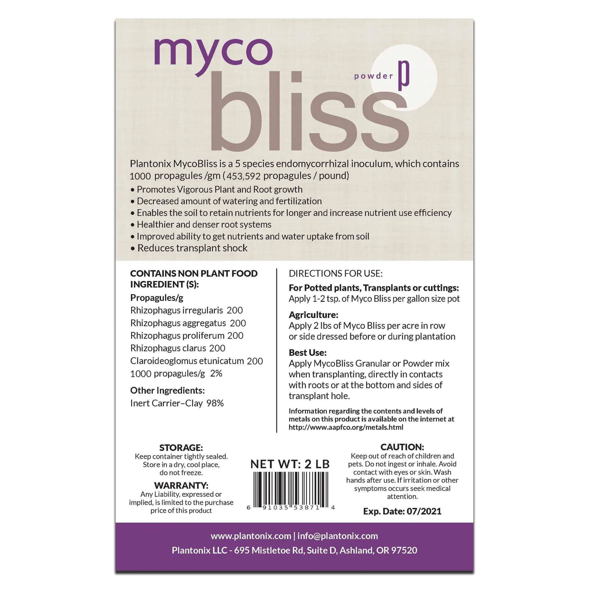 Plantonix Myco Bliss Premium Mycorrhizal Fungi Organic Inoculant for Plants - VMInnovations