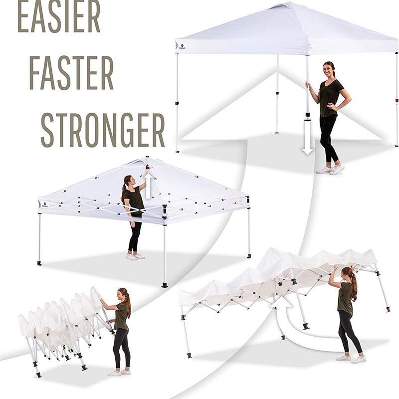 OneTouch 10x10 Foot Instant Event Canopy w/ Rail Bars and Sidewall, White (Used)