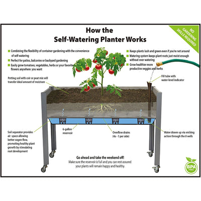 CedarCraft 21x47x32" Self Watering Elevated Planter, Cedar, w/ Greenhouse Cover