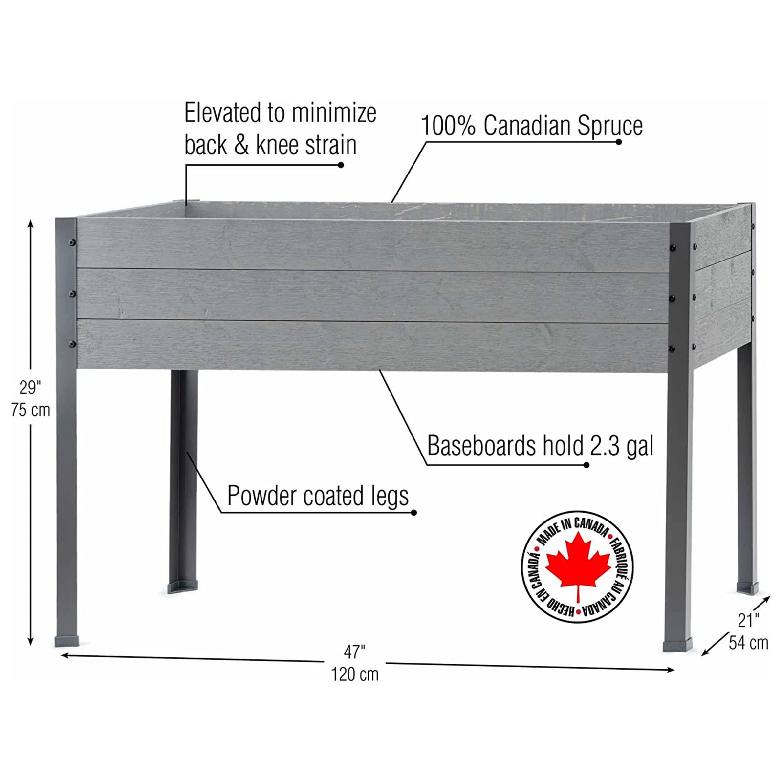 Elevated Spruce Backyard Deck Planter, 21"L x 47"W x 29.5"H, Gray (Used) - VMInnovations
