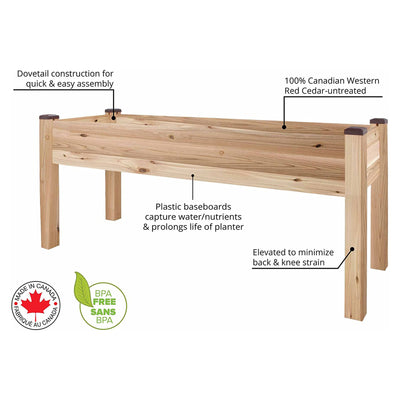 CedarCraft Elevated Cedar Deck, Patio, & Backyard Planter, 23"L x 72"W x 30"H
