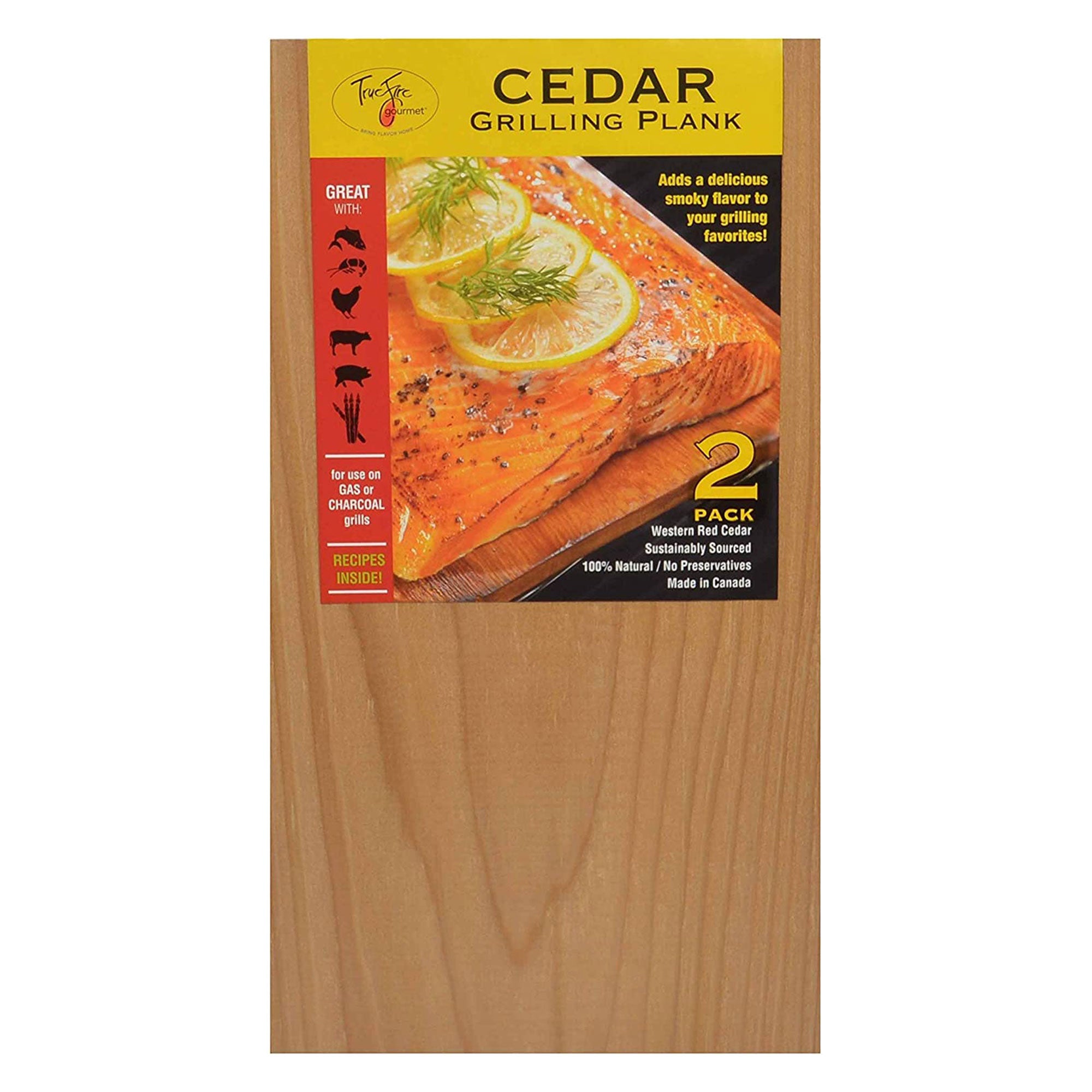 TrueFire 7.25 x 12" Western Red Cedar Grilling Planks, Smoky Flavor (24 Pack)