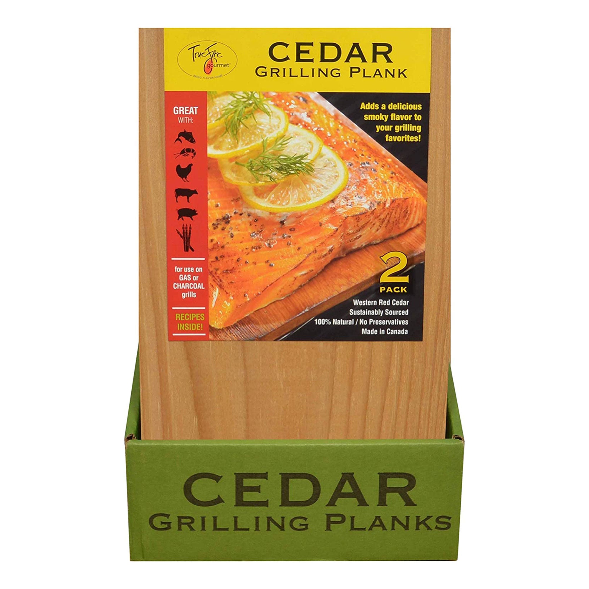 TrueFire 7.25 x 12" Western Red Cedar Grilling Planks, Smoky Flavor (24 Pack)