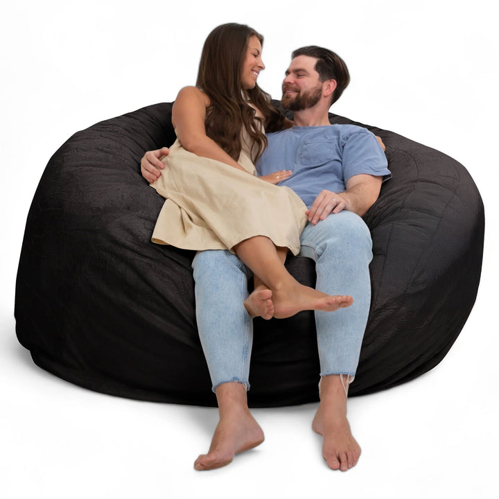 Ultimate Sack 6000 6 Foot Foam Pre-Filled Fur Cover Bean Bag Chair, Charcoal