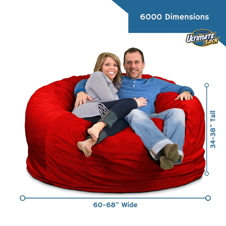 Ultimate Sack 6000 6 Foot Foam Pre-Filled Fur Cover Bean Bag Chair, Charcoal