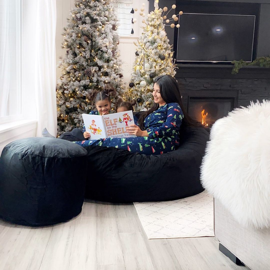 Ultimate Sack 6000 6 Foot Foam Pre-Filled Fur Cover Bean Bag Chair, Charcoal