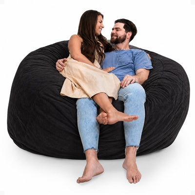 Ultimate Sack 6000 6 Foot Foam Pre-Filled Fur Cover Bean Bag Chair, Charcoal